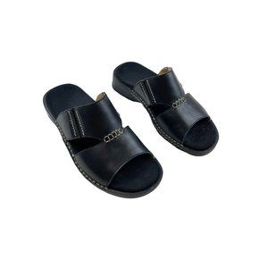 Rathgeber Free Line Black Leather Women's Platform Slide Sandals Sz 37